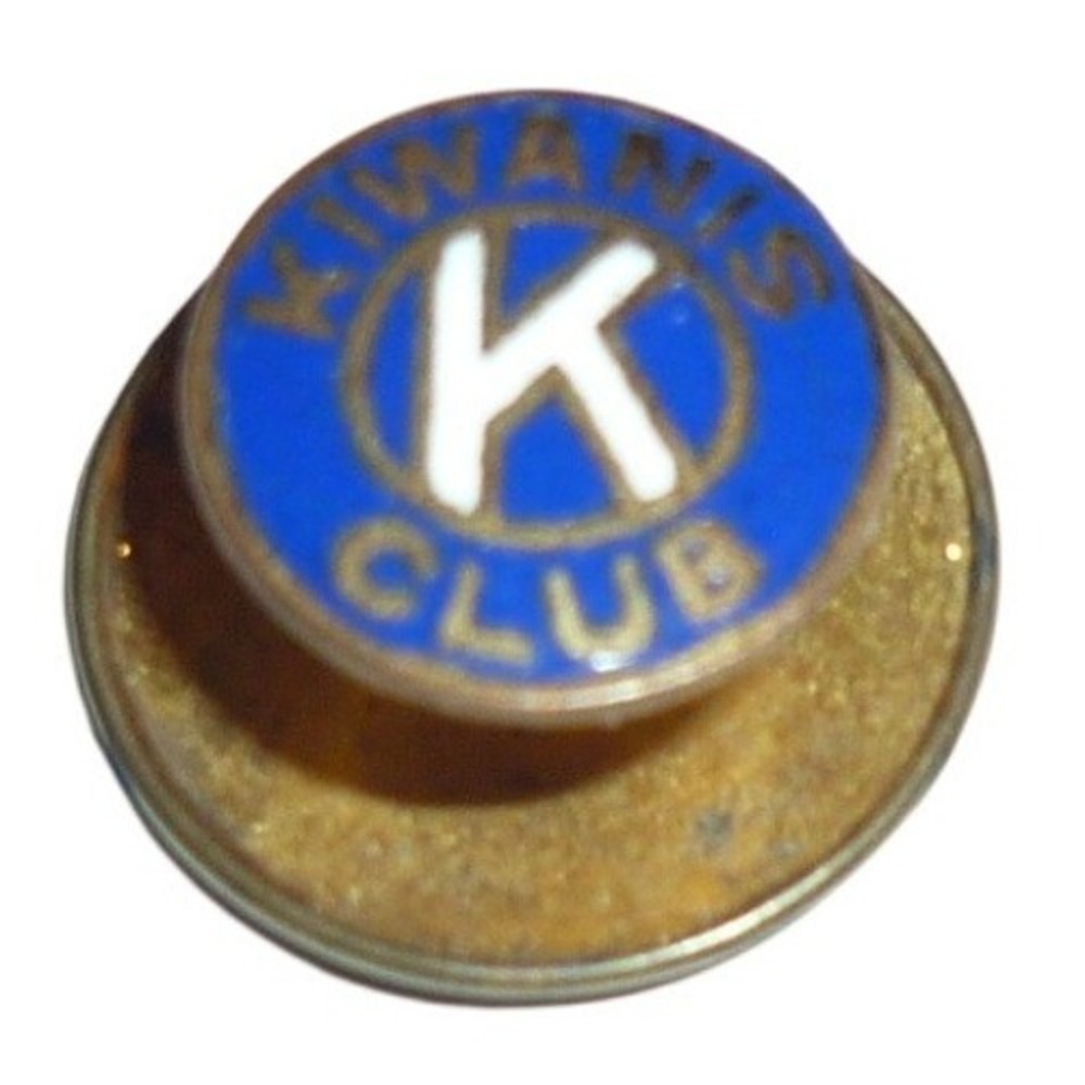 Vintage Kiwanis Club Lapel Pin Blue Enamel Gold Tone Service Organization Badge